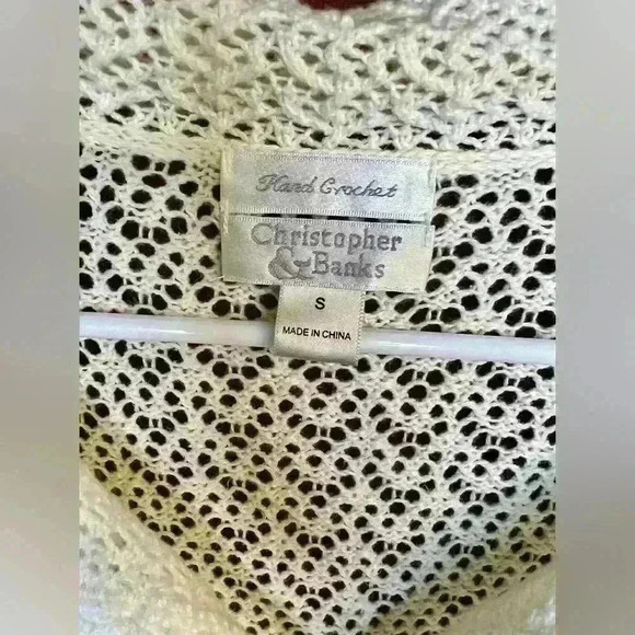 Christopher & Banks women’s cream hand crochet sweater cardigan - Picture 2 of 4